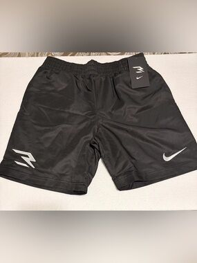 Nike Black Boys Russel Wilson Athletic Shorts with Silver Logos